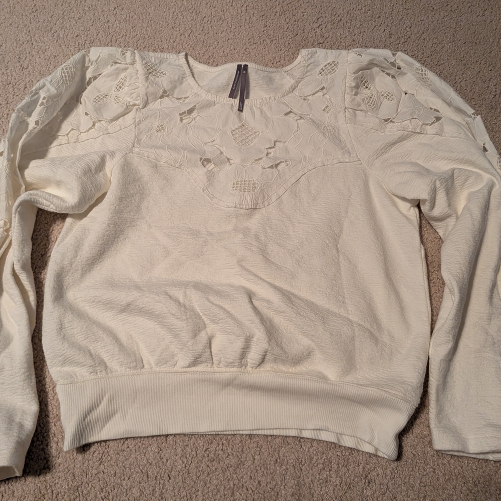 Anthropologie Cream Textured Sweatshirt